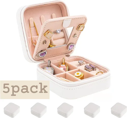 Miniatura 2 de KElofoN Joyero de viaje, joyero de viaje, organizador de joyas de viaje, caja organizadora de joyas pequeña para niñas y mujeres con espejo