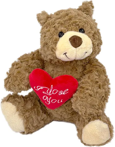 Oso de peluche marrón con corazón rojo "I Love You" de 9 pulgadas, lindo oso de peluche pequeño suave para San Valentín, boda, aniversario, regalo