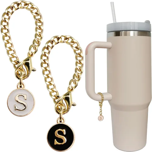 Miniatura 25 de Accesorios de dije de letra para vaso Stanley, 2 unidades, identificación con inicial de nombre, personalizable, para vaso Stanley H