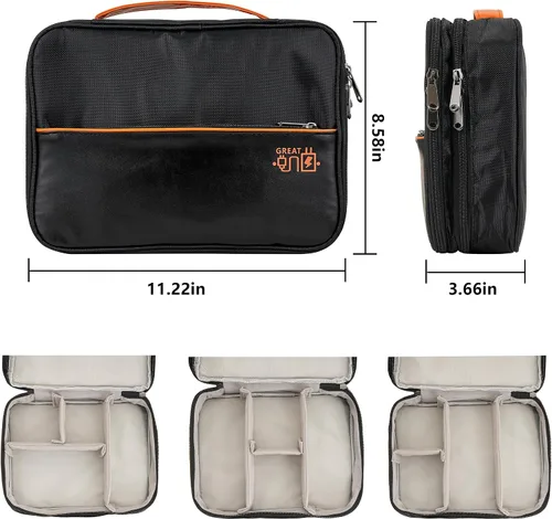 Miniatura 4 de Bolsa organizadora de accesorios electrónicos, impermeable de doble capa, organizador de cables de viaje para cables, cargador, banco de energía