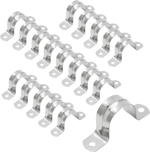 Miniatura 13 de Bonsicoky 5 correas de tubo rígido M100, 4 pulgadas de acero inoxidable con 2 agujeros para cable U abrazadera de tubo para fijación de tuberías