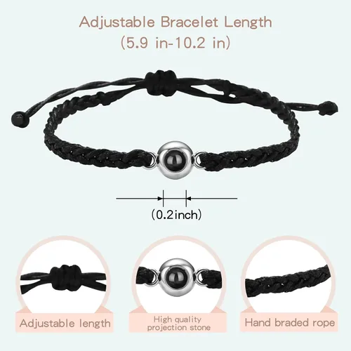 Miniatura 2 de SUPHELPU Pulseras personalizadas con imagen en el interior, pulseras personalizadas para parejas con fotos, foto circular, hecha a mano, cuerda