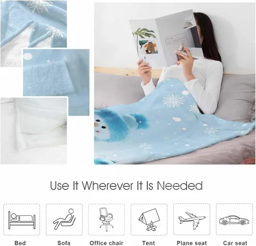 Miniatura 7 de Mantas de Tiro de Muñeco de Nieve de Navidad, Manta de Vellón Suave de Vacaciones de Invierno Decorativa para Hogar Sofá Sillón Silla Sala de Estar