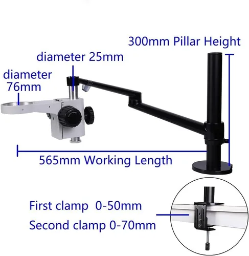 Miniatura 3 de Kit de accesorios para microscopio, abrazadera de metal negro/plateado, soporte para microscopio, soporte para microscopio trinocular ajustable