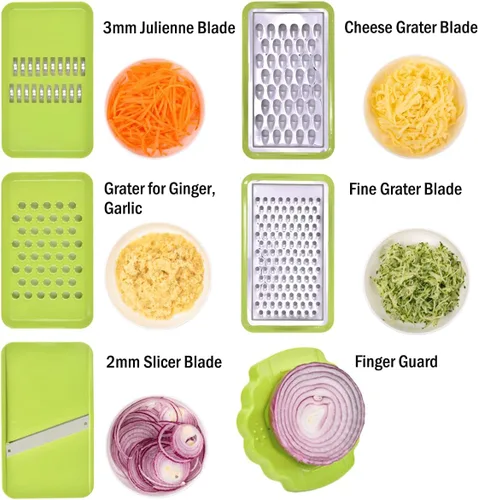 Miniatura 2 de NACOLUS Rallador de queso con contenedor, cortador de verduras 5 en 1, ralladores multiusos para cocina, rallador de caja fácil de limpiar