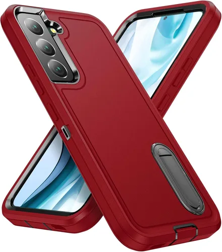 Miniatura 12 de Funda para Samsung Galaxy S22 Plus con función atril, 3 capas de grado militar, funda protectora de silicona resistente a prueba de golpes para azul
