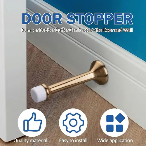 Miniatura 3 de Triumph Hardware Tope de puerta rígido sólido de 3 pulgadas con punta de goma suave, tope de puerta sólido de metal de aleación de zinc que protege