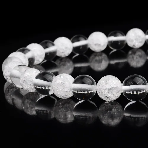 Miniatura 18 de RUBYCA Natural AAA Grado Blanco Claro Cuarzo Cristal Crackle Redondo Perlas Joyería Fabricación 1 Strand 0.157 in