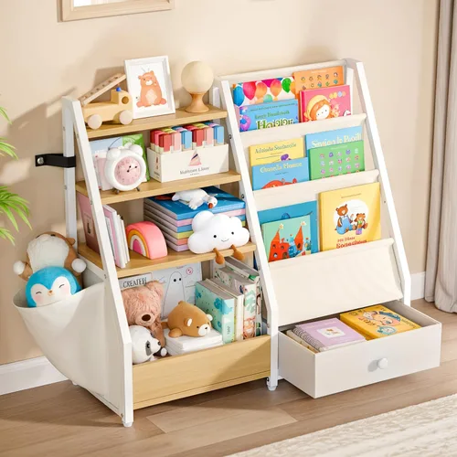Miniatura 9 de HAVLOTII Estantería para niños y almacenamiento de juguetes, estante para libros para habitaciones de niños, estantería para bebés para guardería