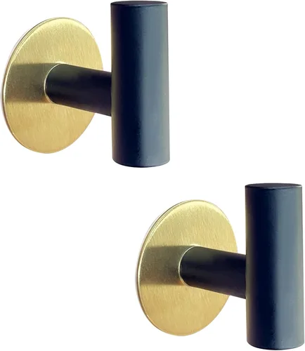 Miniatura 7 de Ganchos de pared adhesivos negros mate, paquete de 2 unidades, ganchos adhesivos resistentes para toallas de baño, puerta de cocina, gancho