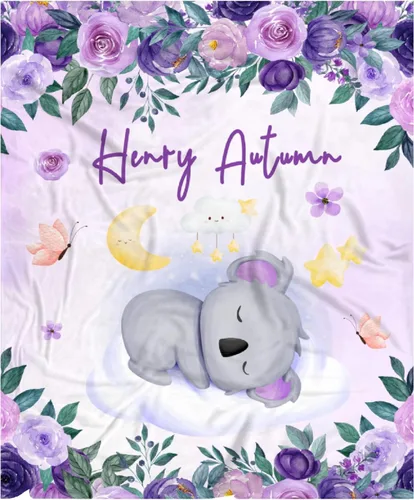 Miniatura 58 de Manta de bebé personalizada para niñas y niños pequeños, recién nacidos, regalos personalizados de vaca floral con nombre y texto, 40 x 30 pulgadas