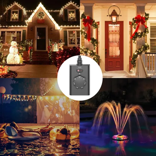 Miniatura 7 de New One Temporizador con sensor de luz para exteriores, impermeable, temporizador de atardecer a amanecer, 2 tomas de tierra, interruptor de enchufe