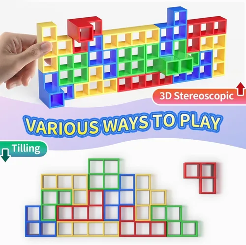 Miniatura 6 de Tetra Tower - Juego de apilamiento de 48 piezas de bloques de construcción de equilibrio para niños, adultos, familia, amigos, juego en