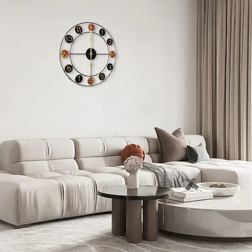 Miniatura 8 de Wall Clocks, Large Modern Metal Wall Clocks, Retro Art Design Clock, Arabic Numerals Clock, Wall Decor-50cm, for Living Room, Bedroom, Study