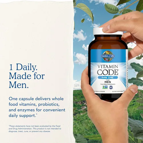 Miniatura 7 de Garden of Life Multivitamínico para hombres, Vitamin Code Raw One - Una vez al día, vitaminas más frutas, verduras y probióticos, 75