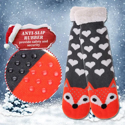 Miniatura 5 de DYW Women Non Slip Slipper Socks Fuzzy Socks for Women Fluffy Cozy Animal Soft Thick Warm Winter Fleece Lining Home Socks
