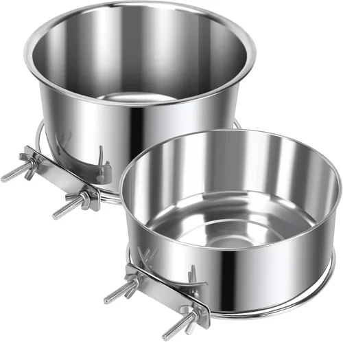 Miniatura 8 de 2 Piezas Cuencos Pequeños de Comida y Agua para Perros y Mascotas para Jaula de Acero Inoxidable Antiderrames, Cuencos Colgantes para Gatos