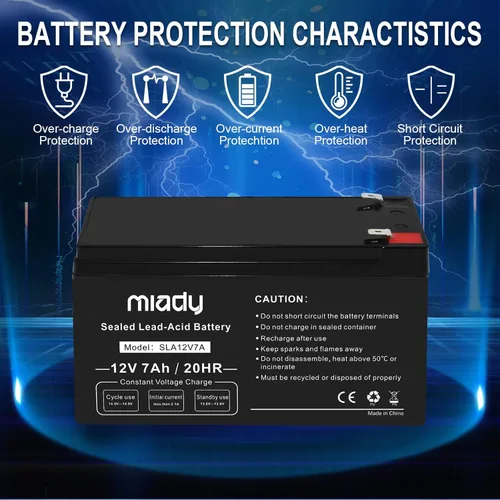 Miniatura 3 de Miady Batería de ácido plomo sellada recargable de 12V 7Ah (1 paquete)