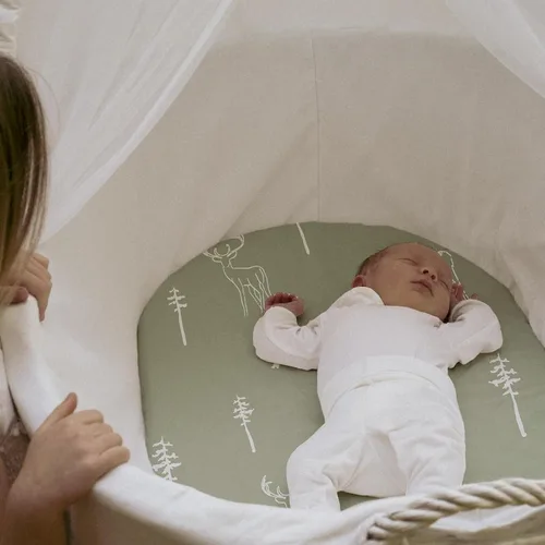Miniatura 4 de Gllquen Baby Juego de Sábanas para Moisés de 2 Piezas, Sábana Ajustable para Moisés Transpirable Acogedora Ajuste Universal para Colchón Estándar