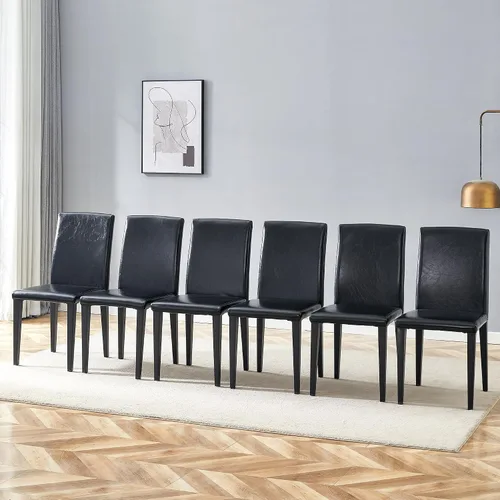 Miniatura 15 de AZmac Juego de 2 sillas de comedor modernas negras, sillas de cocina tapizadas de piel sintética con respaldo alto y asiento acolchado, sillas