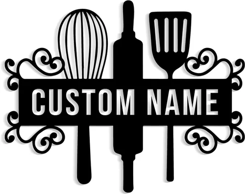 Letrero de nombre de cocina personalizado, decoración de pared de metal, letrero de metal personalizado para cocina, decoración de pared de cocina,