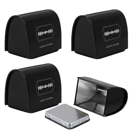Linkidea Paquete de 4 contenedores de eliminación de cuchillas de afeitar, banco de cuchillas de afeitar de seguridad, caja de eliminación de metal
