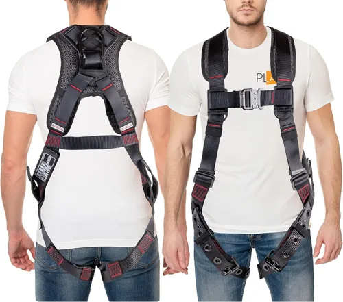 Miniatura 8 de Palmer Safety - Arnés de seguridad de cuerpo completo con ajuste de 5 puntos, anillo en D dorsal, piernas con ojales, dos anillos en D laterales e