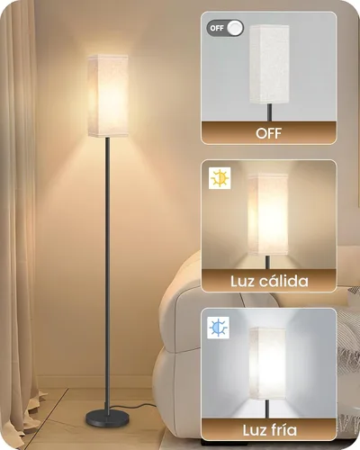 Miniatura 8 de Juego de 2 lámparas de pie para sala de estar, modernas lámparas de pie altas con interruptores de pie, bombilla no incluida, 64.6'', para sala