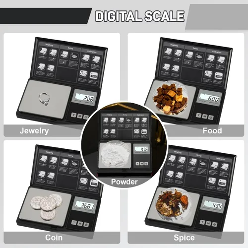 Miniatura 7 de Báscula digital de bolsillo de gramo de 0.00 oz de precisión, mini báscula digital de gramos, pequeña báscula de alimentos, báscula de joyería
