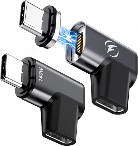 Adaptador magnético USB tipo C, (paquete de 2) adaptador USB C magnético de 24 pines con PD 140 W USBC 4 20 Gbps transferencia de datos 8K 60Hz para
