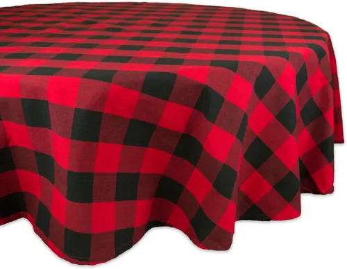 Miniatura 11 de DII Buffalo Check Collection, mantel clásico de granja, 70 pulgadas, redondo, blanco y negro