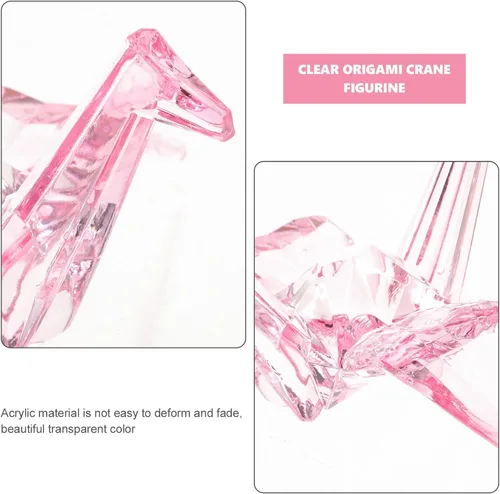 Miniatura 6 de SEWACC Figura acrílica de grúa de origami de papel transparente, decoración de pájaros, regalo de cumpleaños, adorno de escritorio, 5.82 x 4.80 x