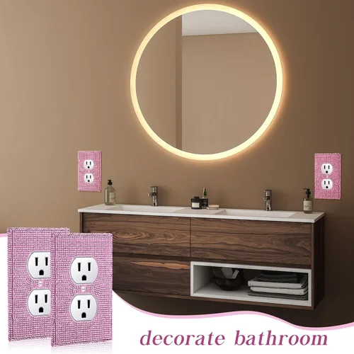 Miniatura 6 de Kathfly 10 fundas de enchufe de diamantes de imitación rosas, placas de pared decorativas brillantes para enchufes eléctricos, cubiertas de enchufe