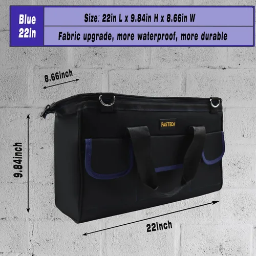 Miniatura 2 de FASTECH Bolsa de herramientas de 22 pulgadas, kit de herramientas de boca ancha impermeable, organizador de bolsa de herramientas de servicio pesado