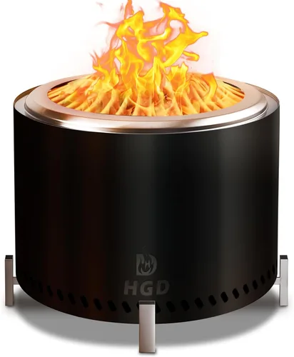 Miniatura 11 de HGD Chimenea sin humo de 20 pulgadas para exteriores, fogata de leña de acero inoxidable con combustión secundaria, estufa de patio trasero