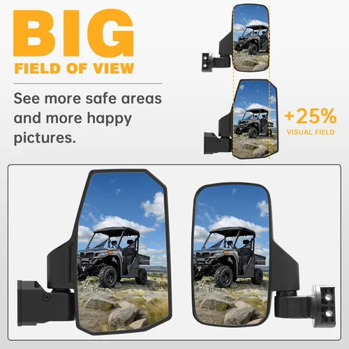 Miniatura 3 de SHEJISI Espejos laterales UTV con pilar A compatibles con Polaris Ranger XP 1000/Ranger Crew XP 1000 2018-2025, su función de resorte permite un