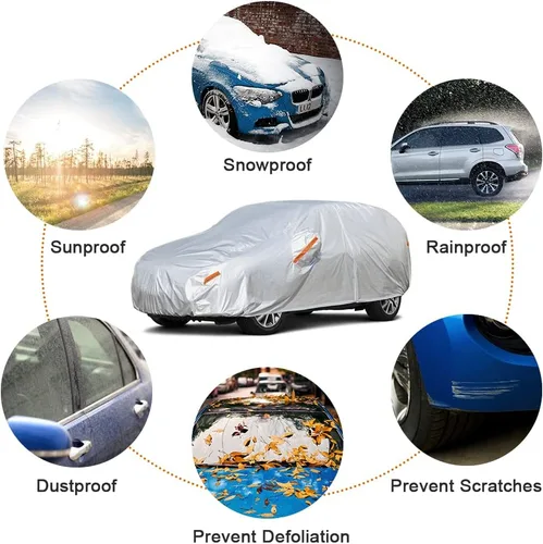 Miniatura 4 de Kayme Fundas impermeables para automóvil SUV, protección contra la lluvia contra el sol y los rayos UV, con bolsillo para espejo con cremallera