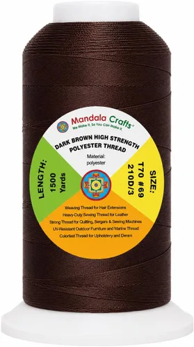 Miniatura 42 de Mandala Crafts Airforce Blue - Hilo resistente de 1500 yardas Tex 70 hilos de poliéster fuertes para coser cortinas, jeans, cuero, cabello