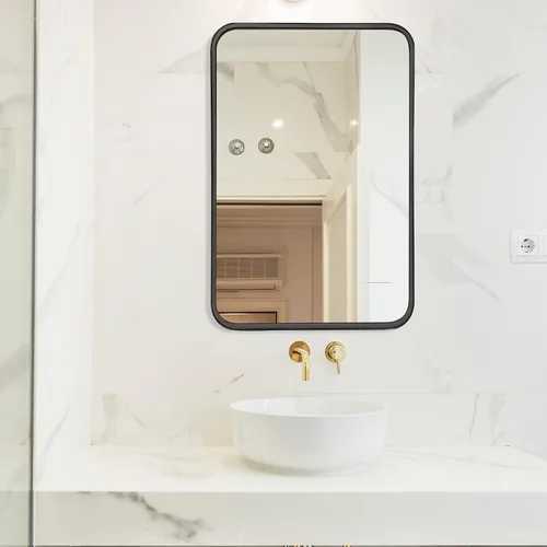Miniatura 4 de Black 22 "x30 Metal Rectangular Bathroom Wall Mirror