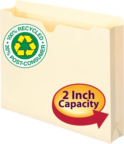 Miniatura 4 de Smead 100% Reciclado Archivo, Pestaña Recta Reforzada, 2" Expansión, Tamaño Carta Manila, 50 por Caja (75605)