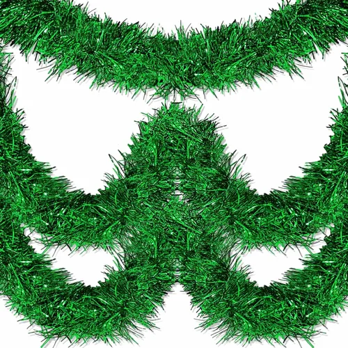 Guirnalda de flecos de aluminio para Navidad de 7,6 metros con borlas metálicas, bandera para colgar en la pared, serpentinas de oropel para telones