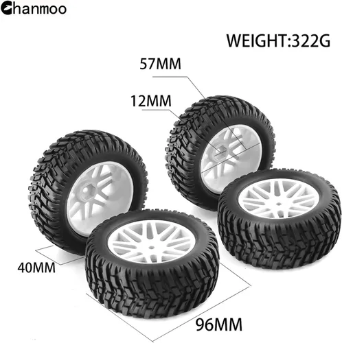 Miniatura 2 de 1/10 RC Off Road Neumáticos y ruedas 0.472 in Hex Rubber Short Course Truck Neumáticos con inserto de espuma para coche Buggy escala 1:10 ARRMA