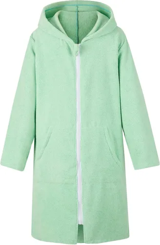 Miniatura 2 de MissShorthair Bata de toalla con capucha para niños, cubierta de playa con cremallera, bata cambiadora de natación para niños, poncho de baño