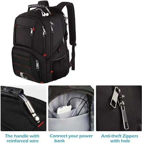 Miniatura 4 de Mochila de viaje para portátil, capacidad extra grande, compatible con TSA y puerto de carga USB, impermeable, para hombre y mujer, para negocio
