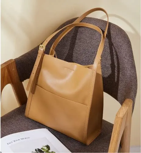 Miniatura 7 de Aiwanning - Bolso de piel auténtica para mujer, bolso de hombro, bolso de mano