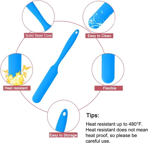 Miniatura 3 de uxcell Espátula de silicona resistente al calor, anti-arañazos, espátula antiadherente para cocinar hornear y mezclar herramienta azul
