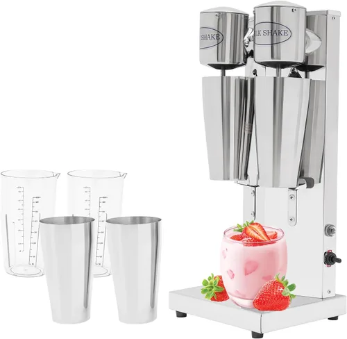 Batidora eléctrica, máquina comercial de batido de leche de acero inoxidable, mezclador de bebidas, máquina de malta de velocidad ajustable, 2