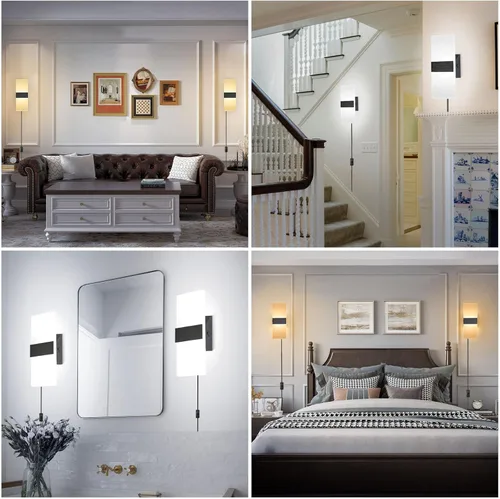 Miniatura 4 de TRLIFE Lámpara de pared LED moderna, ajustable 4 temperaturas de color 12W lámpara de pared moderna enchufe, luz de pared acrílica montada