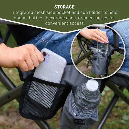 Miniatura 7 de TIMBER RIDGE Silla plegable de campamento para adultos, sillas plegables de aluminio con respaldo alto con organizador de tazas y reposacabezas