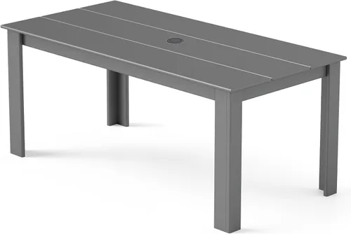 Miniatura 10 de GREENVINES Juego de comedor al aire libre de 7 piezas Juegos de mesa y sillas de plástico HDPE de 67 pulgadas para 6 Muebles de patio Todo